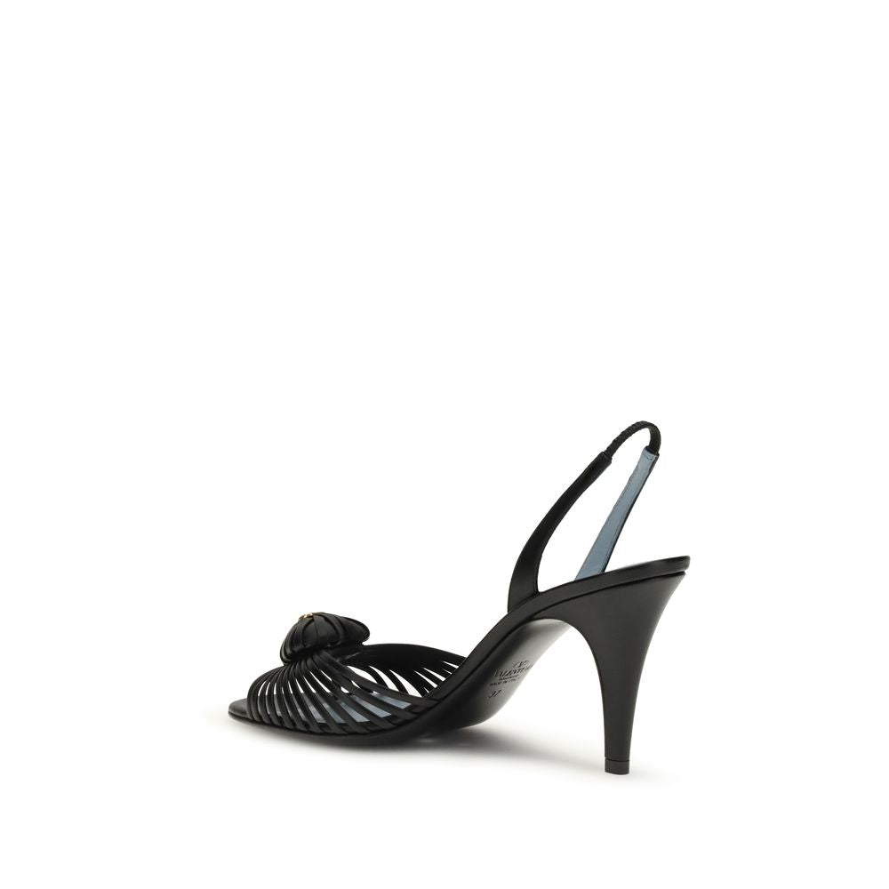 Valentino Garavani Black Goatskin Stiletto Heel Sandals Valentino Garavani