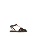 Valentino Garavani Black Goatskin Flat Sandals Valentino Garavani