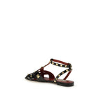 Valentino Garavani Black Goatskin Flat Sandals Valentino Garavani