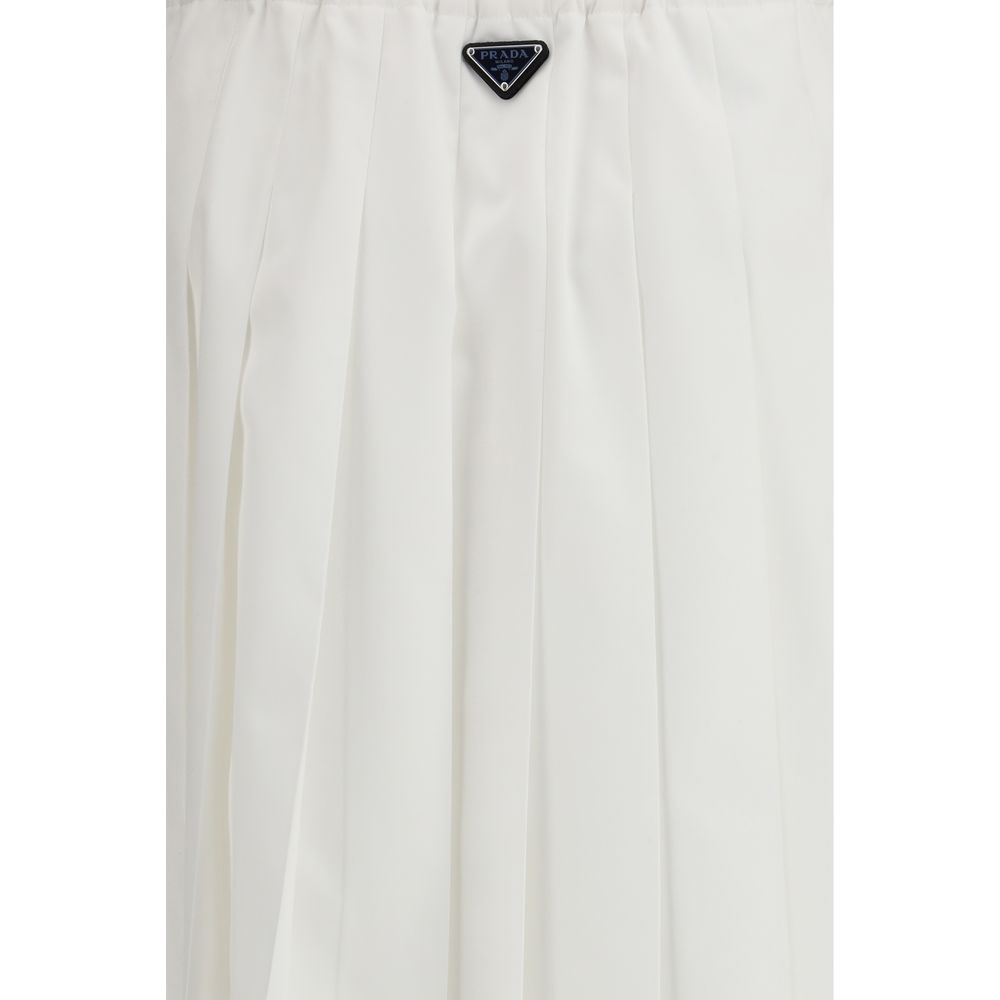 Prada White Cotton Long Skirt Prada
