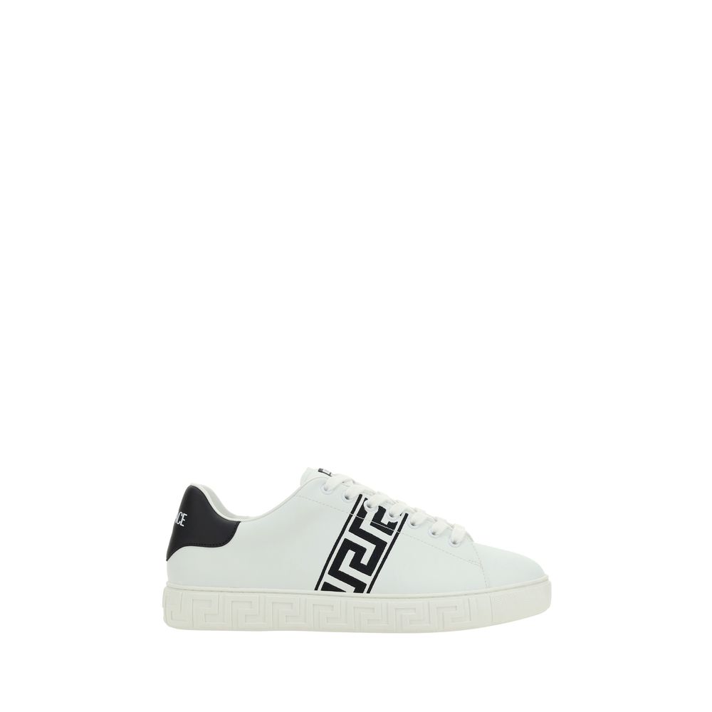 Versace White Calf Leather Bos Taurus Low Top Sneakers Versace