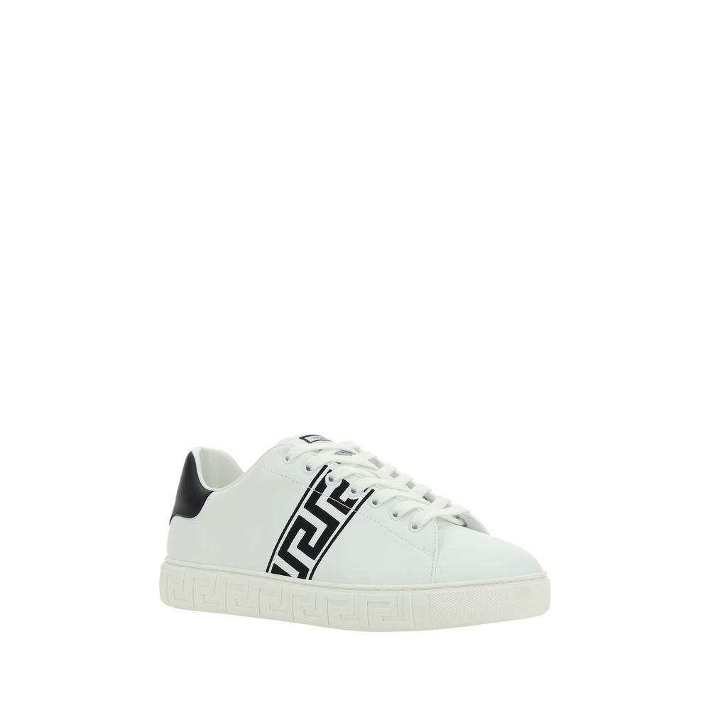 Versace White Calf Leather Bos Taurus Low Top Sneakers Versace