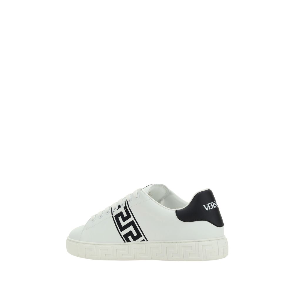 Versace White Calf Leather Bos Taurus Low Top Sneakers Versace