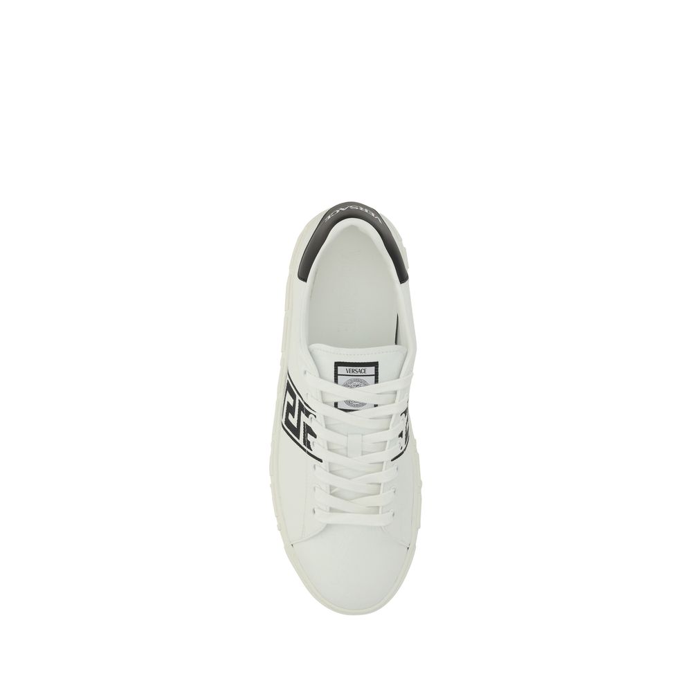 Versace White Calf Leather Bos Taurus Low Top Sneakers Versace