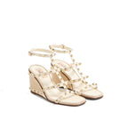 Valentino Garavani Beige Calfskin Wedge Sandals Valentino Garavani
