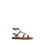 Valentino Garavani Beige Calf Leather Bos Taurus Flat Sandals Valentino Garavani