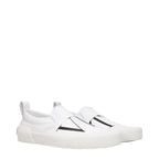 Valentino Garavani White Fabric Slip-On Loafers Valentino Garavani