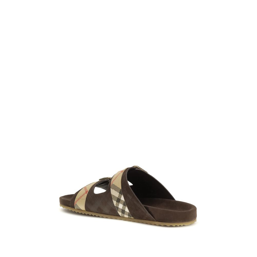 Burberry Brown Calf Leather Bos Taurus Flat Sandals Burberry