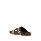 Burberry Brown Calf Leather Bos Taurus Flat Sandals Burberry