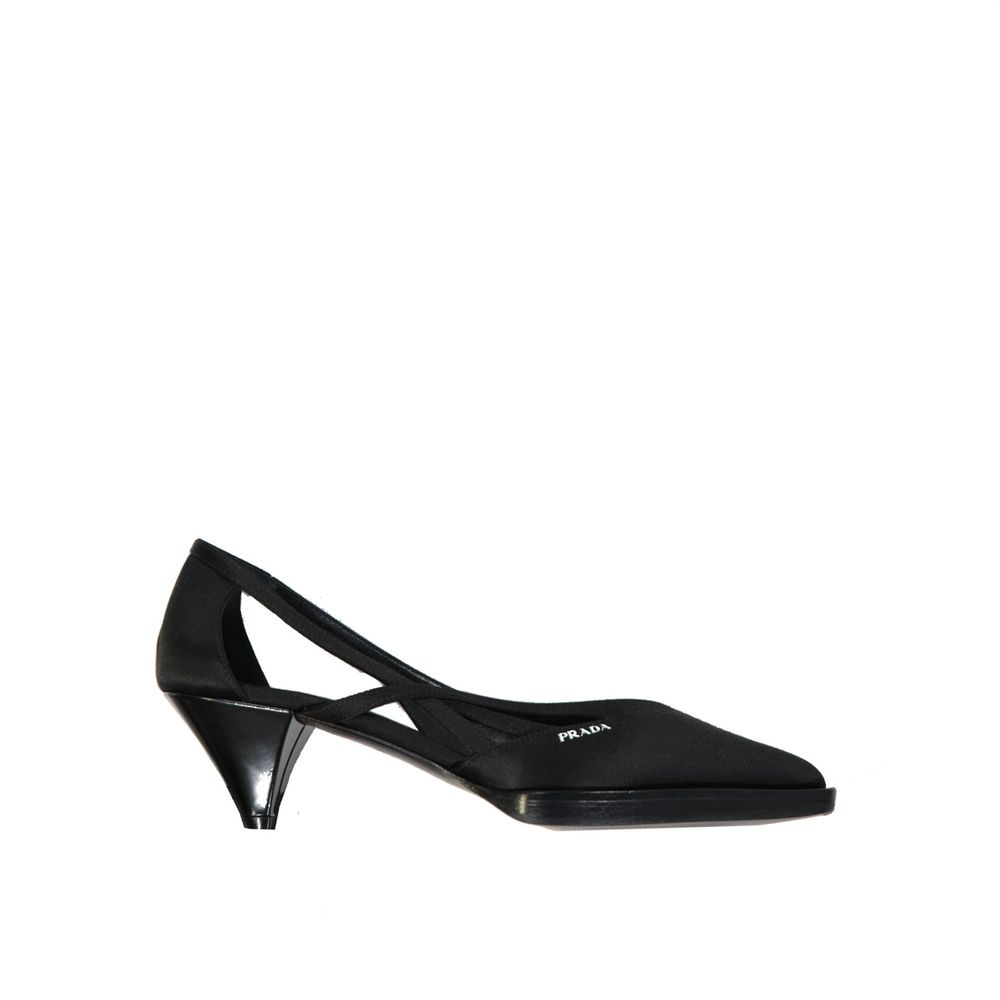 Prada Black Silk Mid Heel Pumps Prada