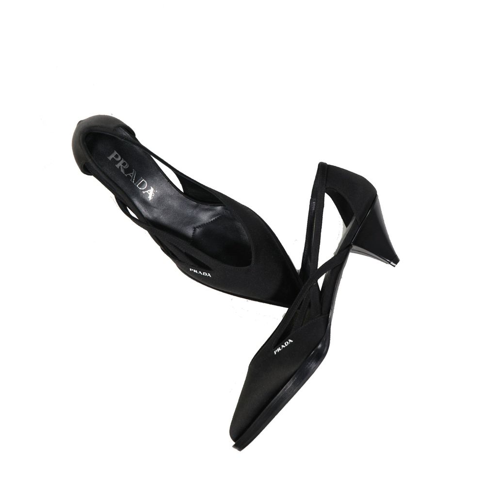 Prada Black Silk Mid Heel Pumps Prada
