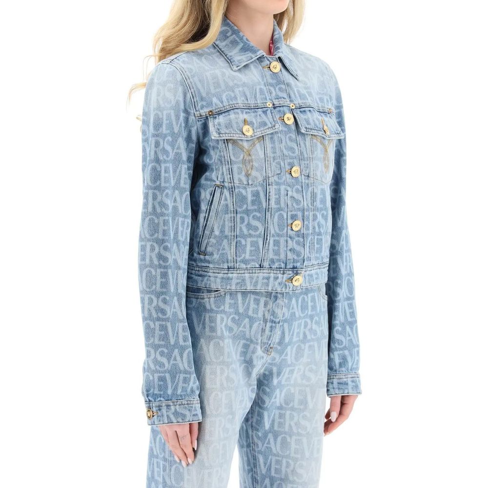 Versace Blue Cotton Denim Jacket Versace