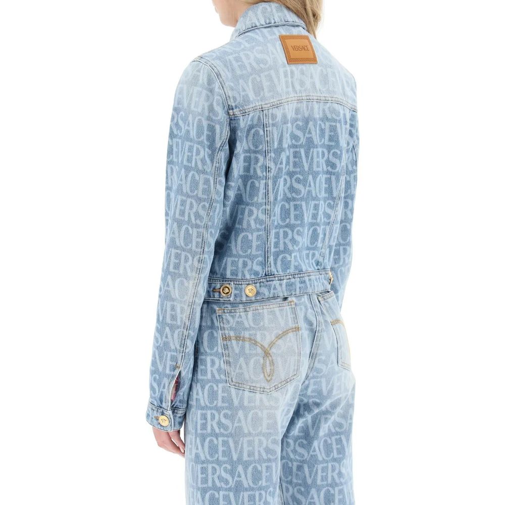 Versace Blue Cotton Denim Jacket Versace