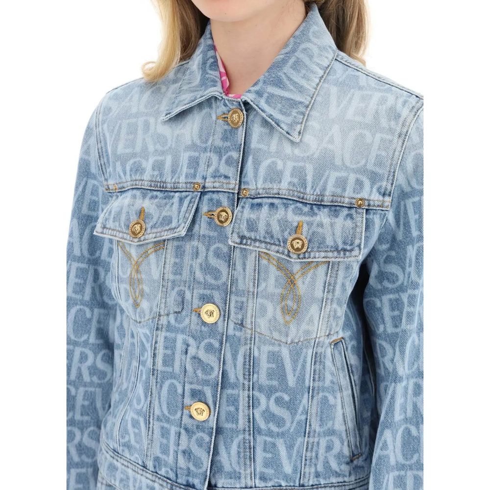 Versace Blue Cotton Denim Jacket Versace