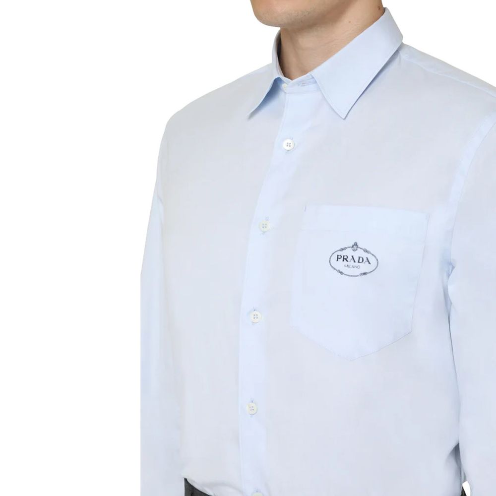 Prada Blue Cotton Dress Shirt Prada