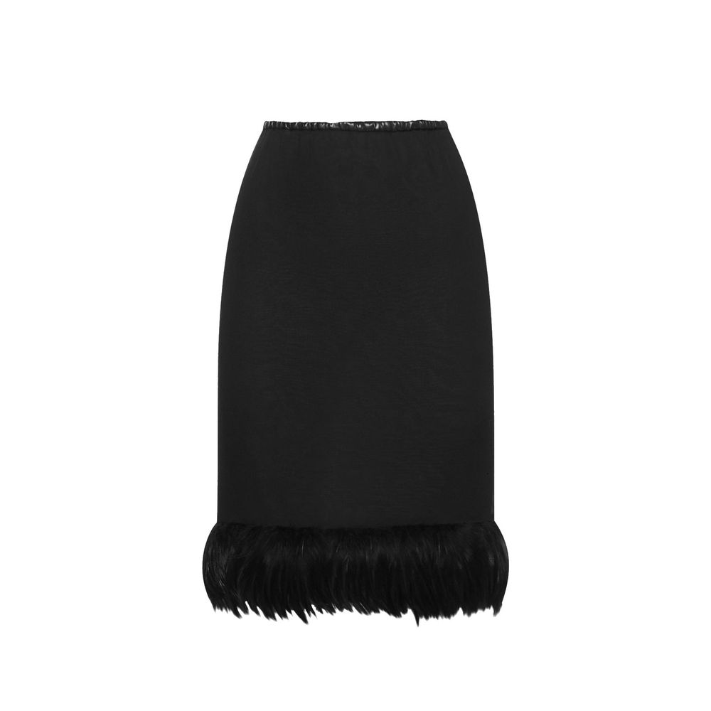Saint Laurent Black Silk Midi Skirt Saint Laurent