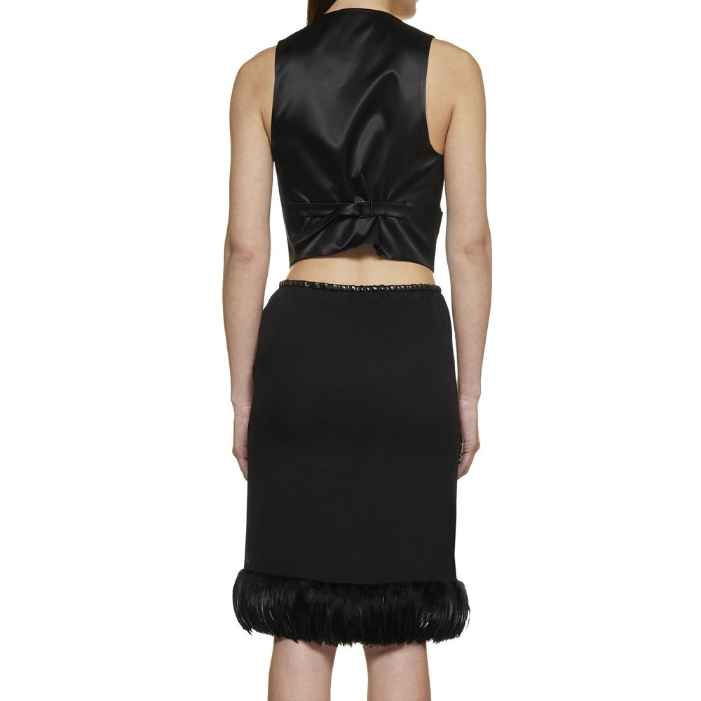 Saint Laurent Black Silk Midi Skirt Saint Laurent