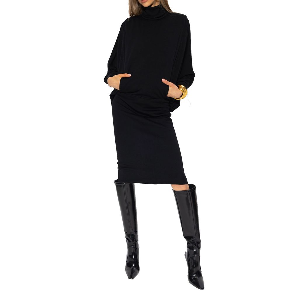 Saint Laurent Black Wool Casual Dress Saint Laurent