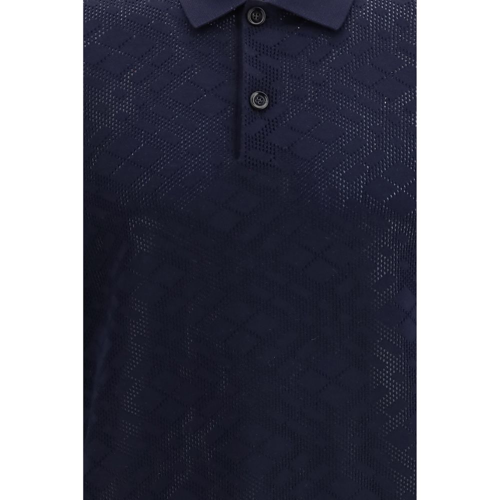 Burberry Blue Wool Polo Shirt Burberry
