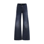 Balenciaga Blue Cotton Flared Jeans Balenciaga