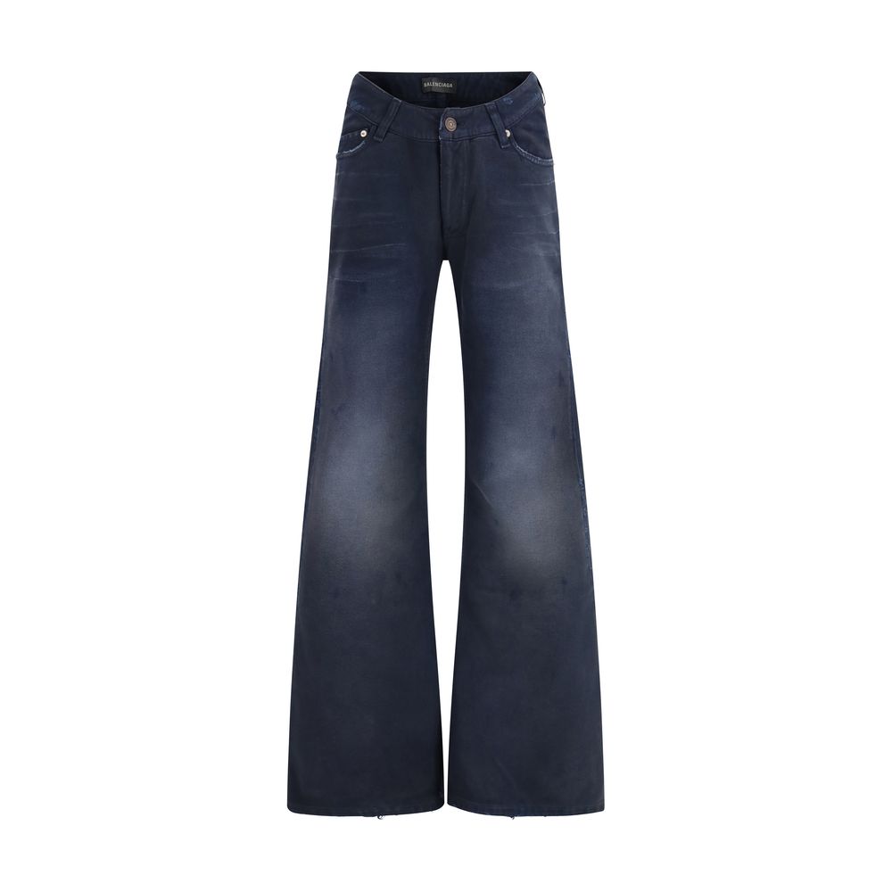 Balenciaga Blue Cotton Flared Jeans Balenciaga