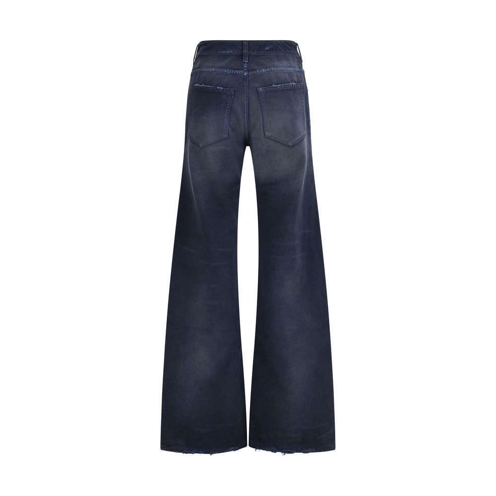 Balenciaga Blue Cotton Flared Jeans Balenciaga