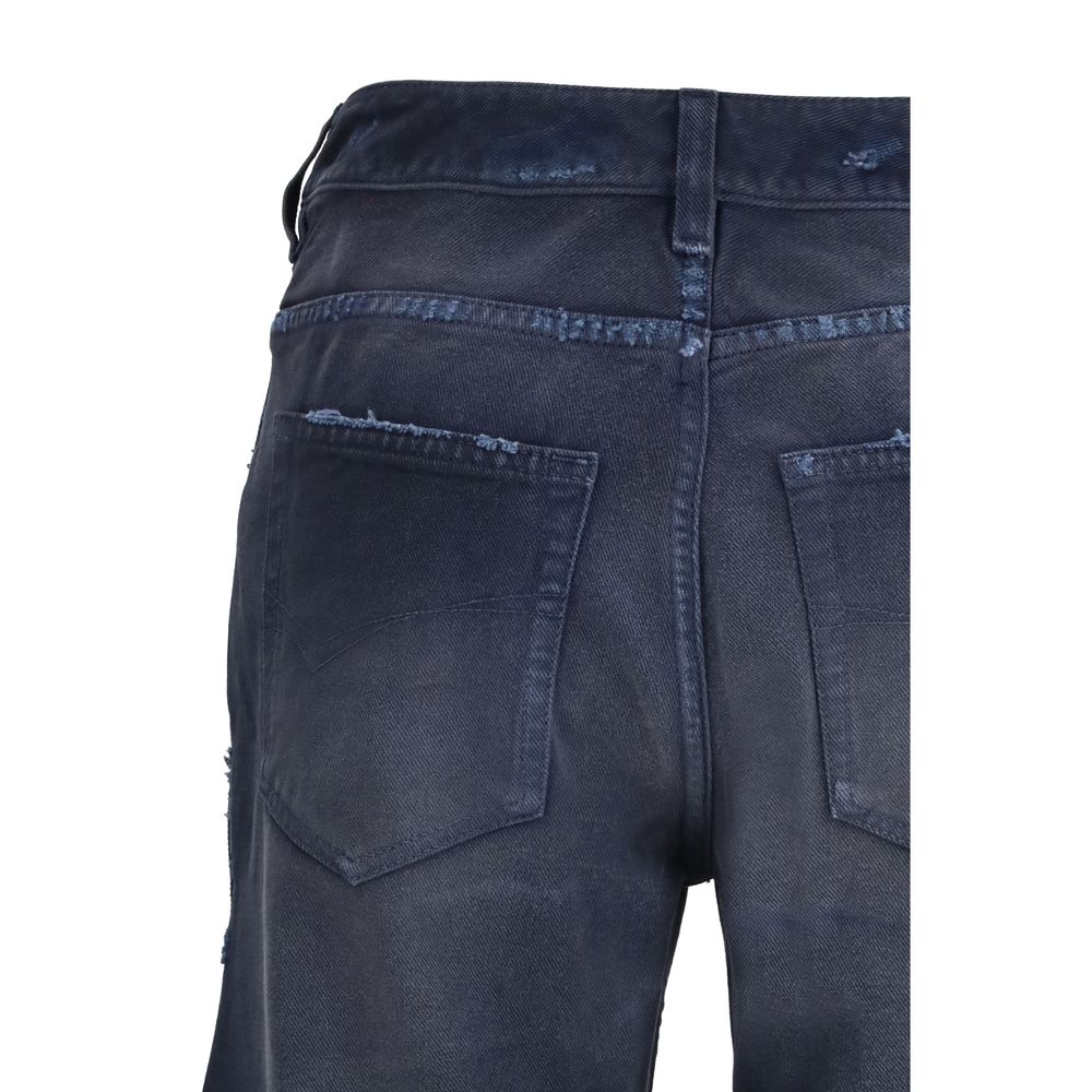 Balenciaga Blue Cotton Flared Jeans Balenciaga
