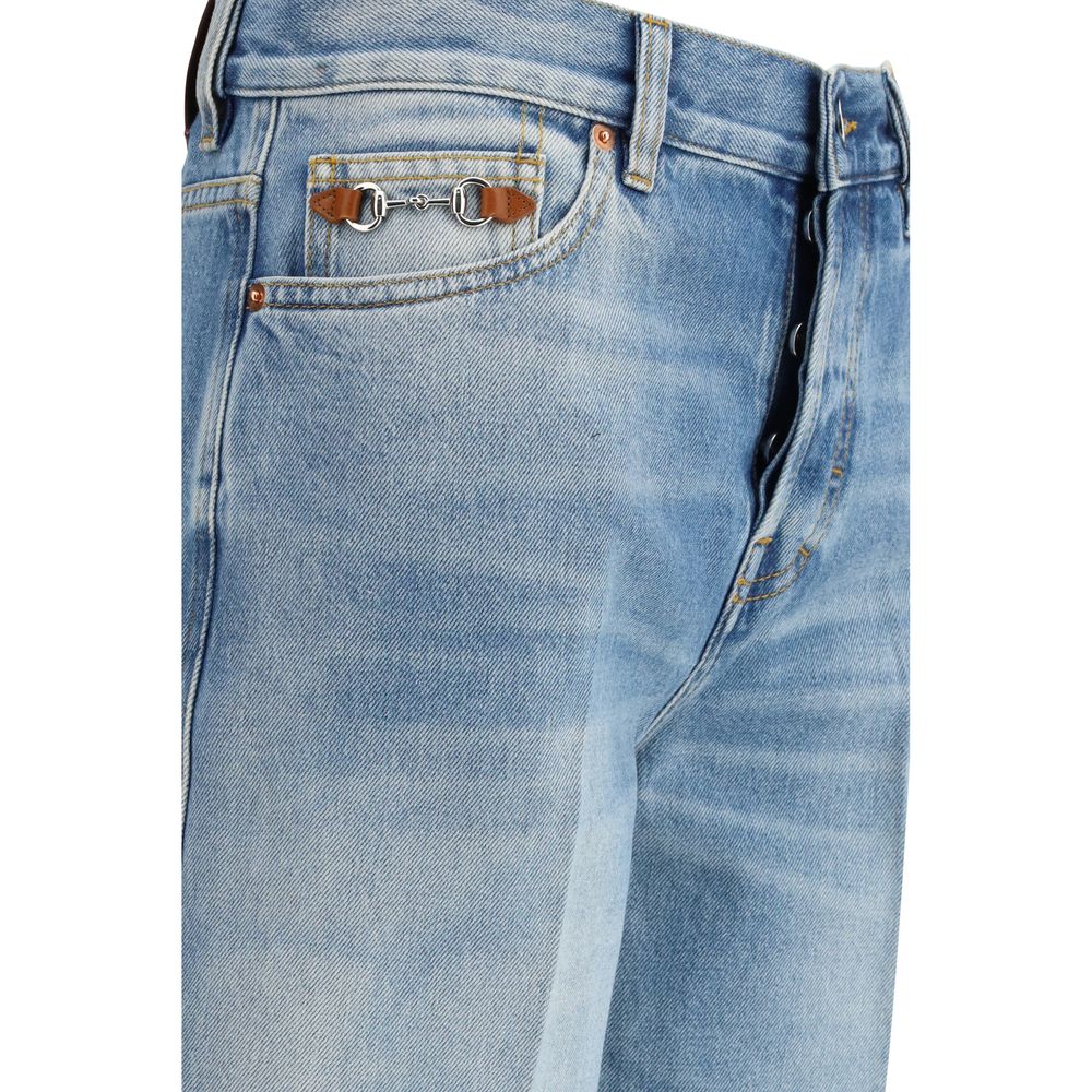 Gucci Blue Cotton Flared Jeans Gucci