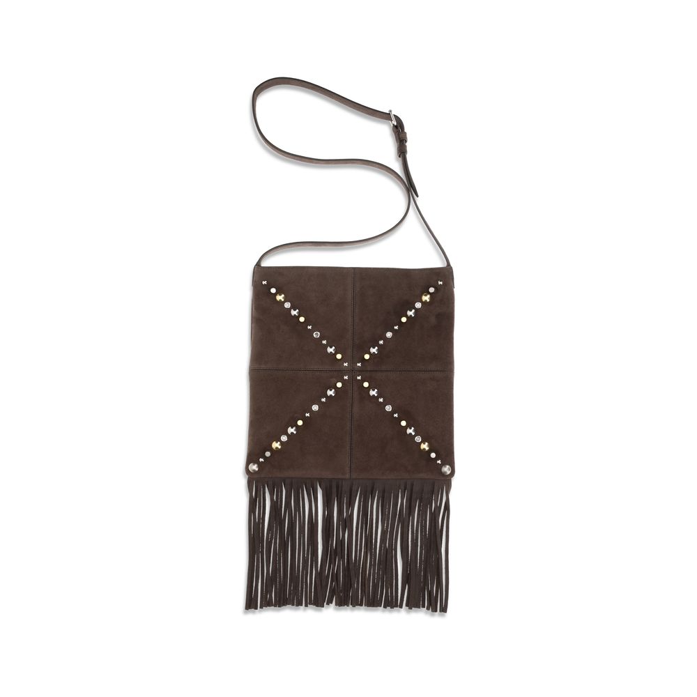 Valentino Garavani Brown Calf Leather Bos Taurus Shoulder Bag Valentino Garavani
