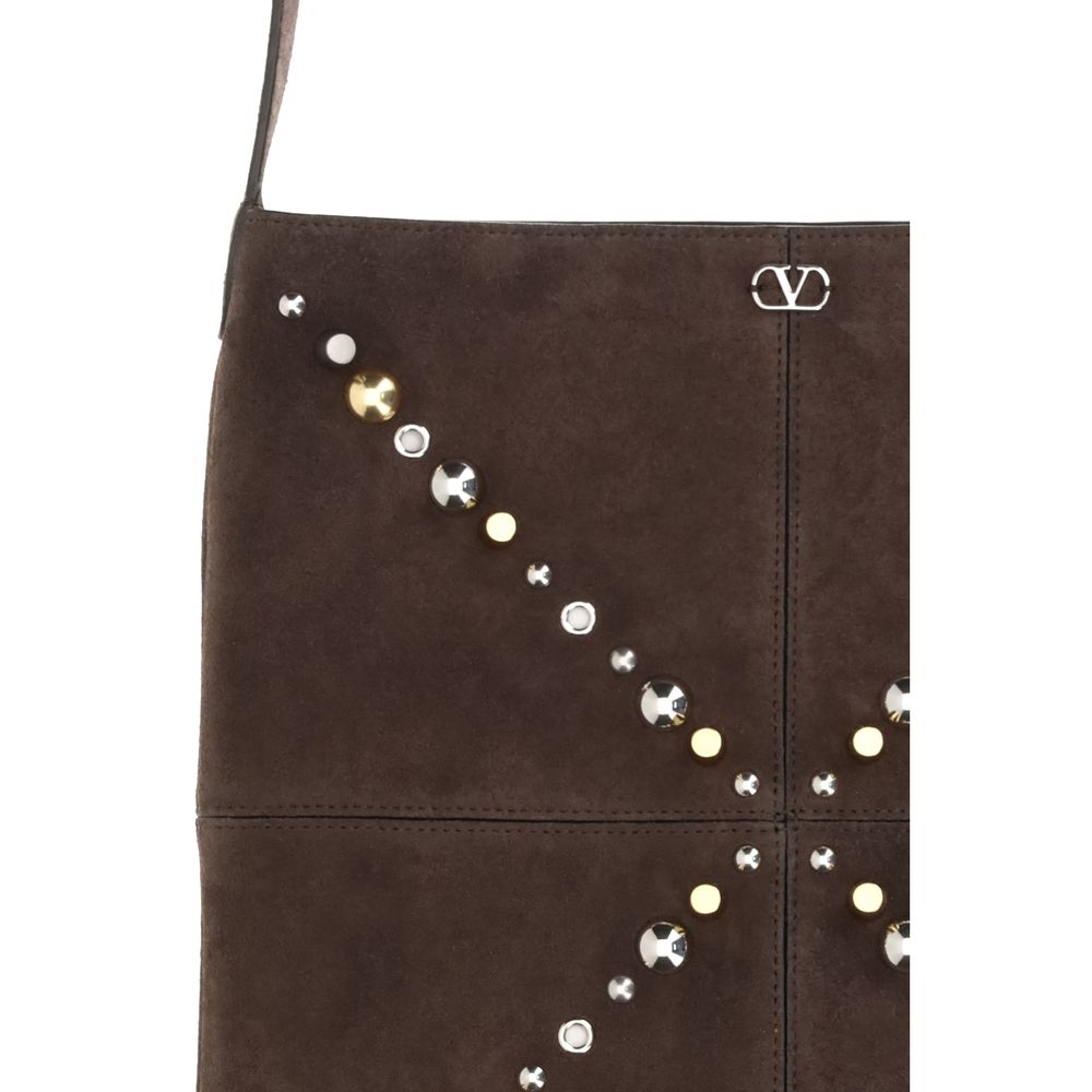 Valentino Garavani Brown Calf Leather Bos Taurus Shoulder Bag Valentino Garavani