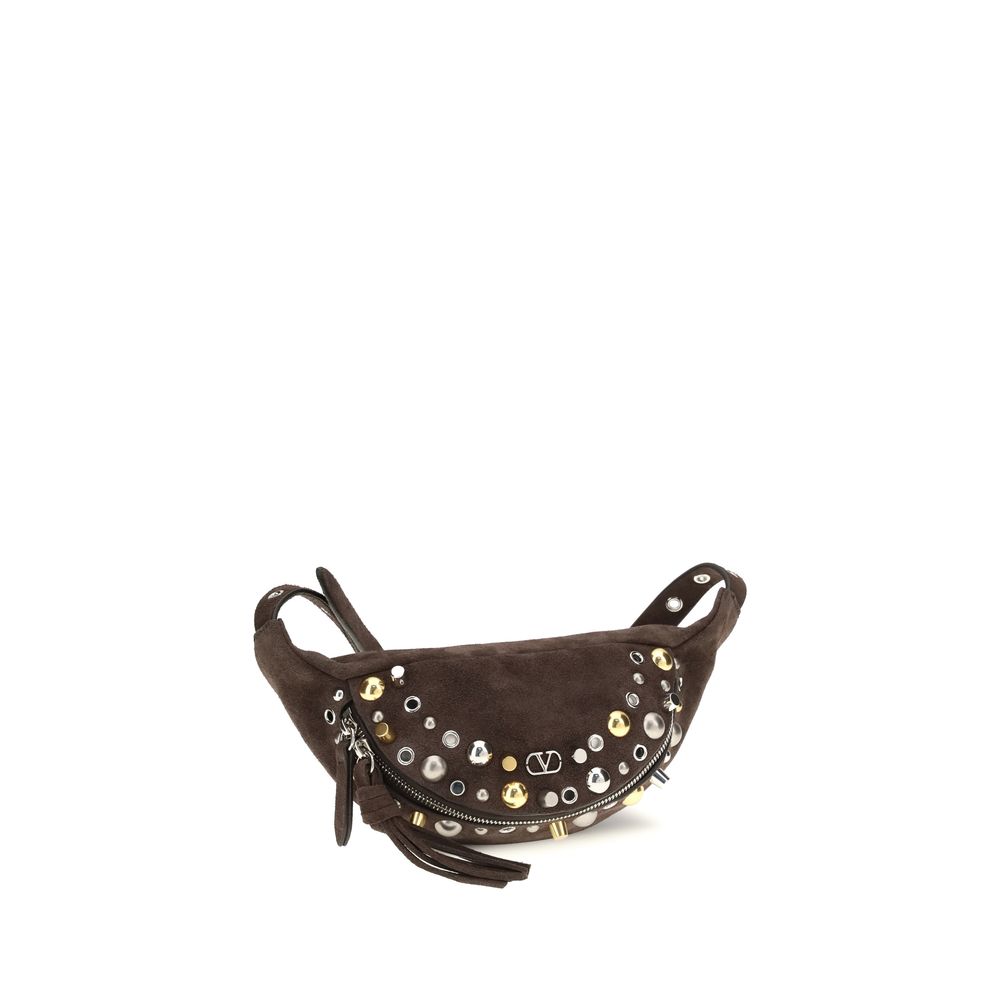 Valentino Garavani Brown Calf Leather Bos Taurus Shoulder Bag Valentino Garavani