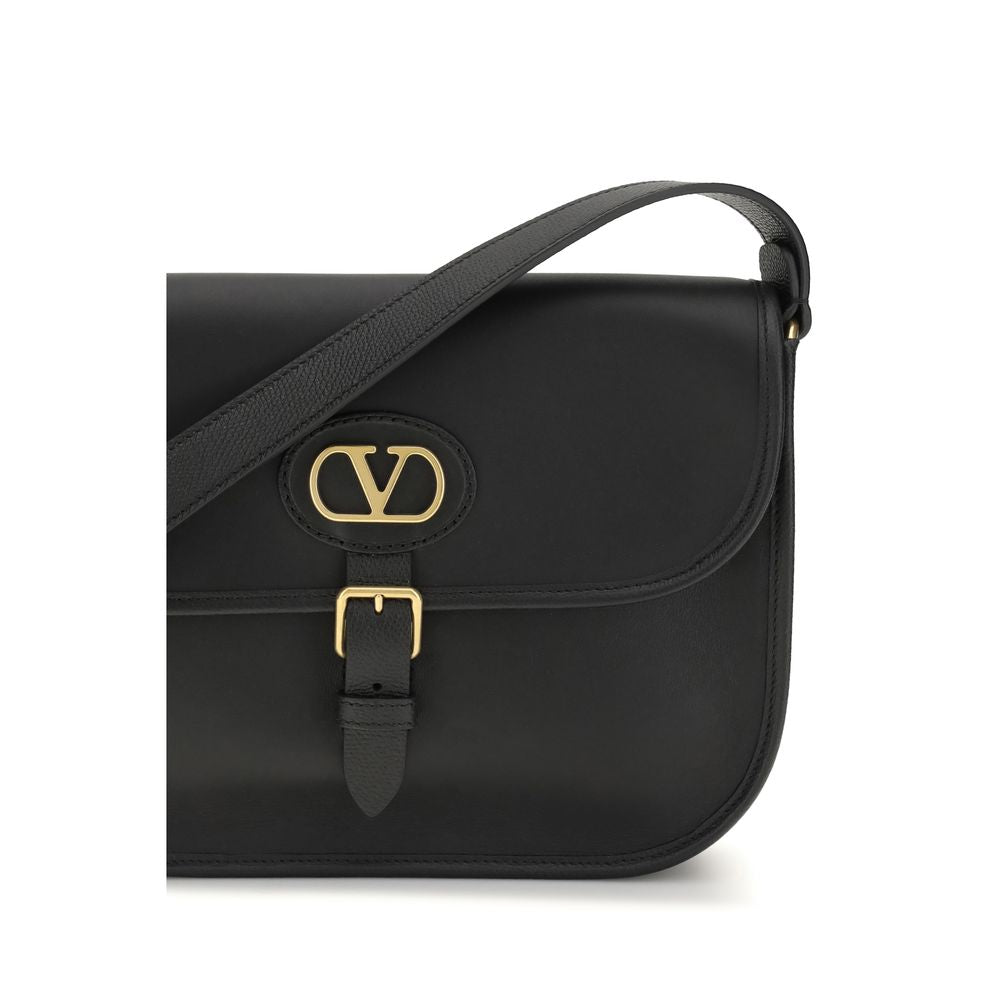 Valentino Garavani Black Calf Leather Bos Taurus Shoulder Bag Valentino Garavani