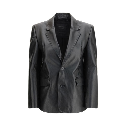 Balenciaga Black Calf Leather Bos Taurus Leather Jacket Balenciaga