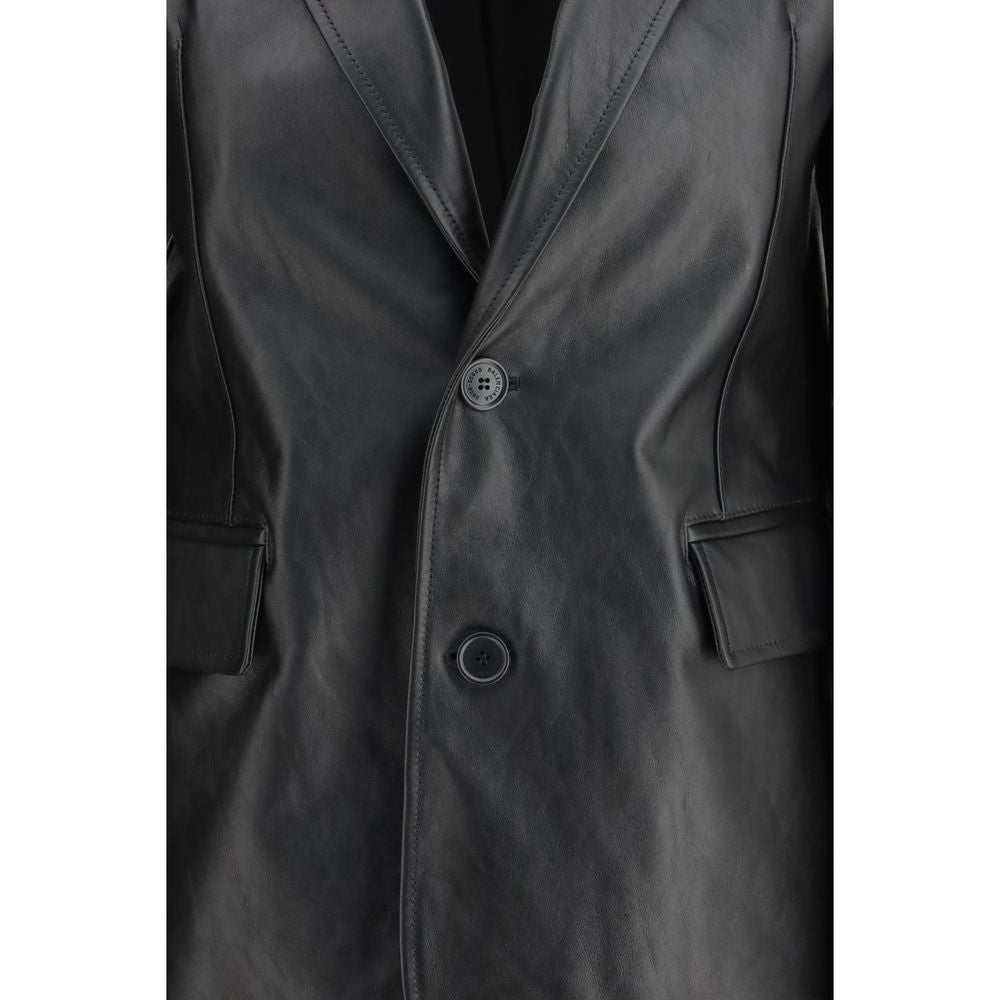 Balenciaga Black Calf Leather Bos Taurus Leather Jacket Balenciaga