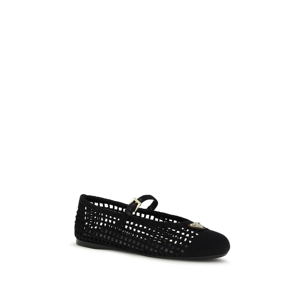 Prada Black Cotton Ballet Flats Prada