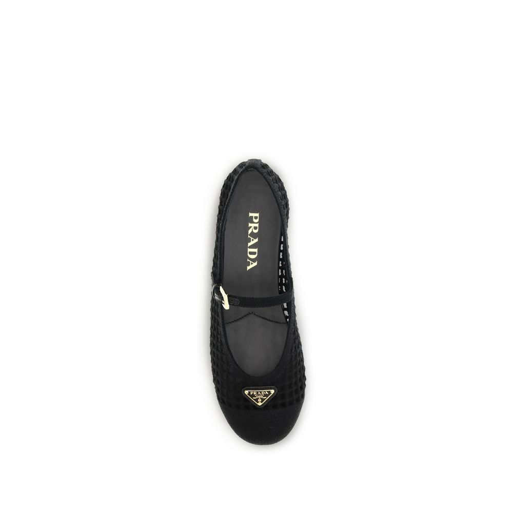 Prada Black Cotton Ballet Flats Prada