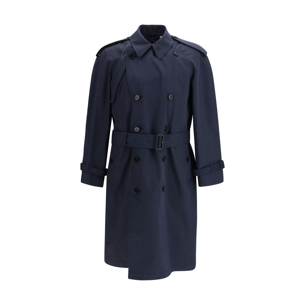 Burberry Blue Polyester Trench Coat Burberry