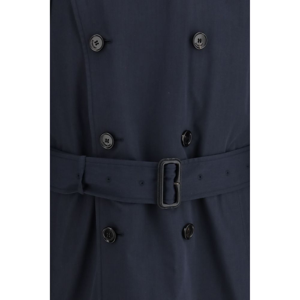 Burberry Blue Polyester Trench Coat Burberry