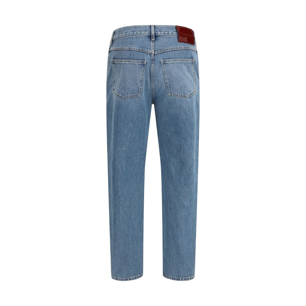 Gucci Blue Cotton Slim Fit Jeans Gucci