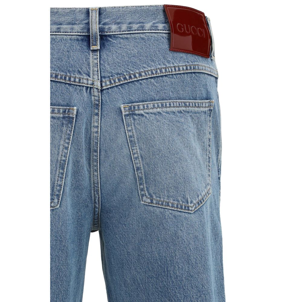Gucci Blue Cotton Slim Fit Jeans Gucci