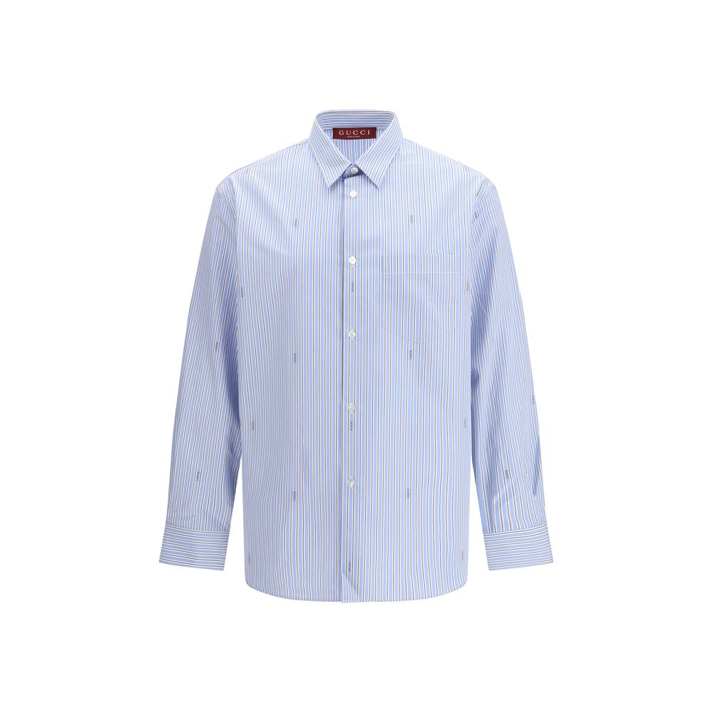 Gucci Blue Cotton Pattern Shirt Gucci