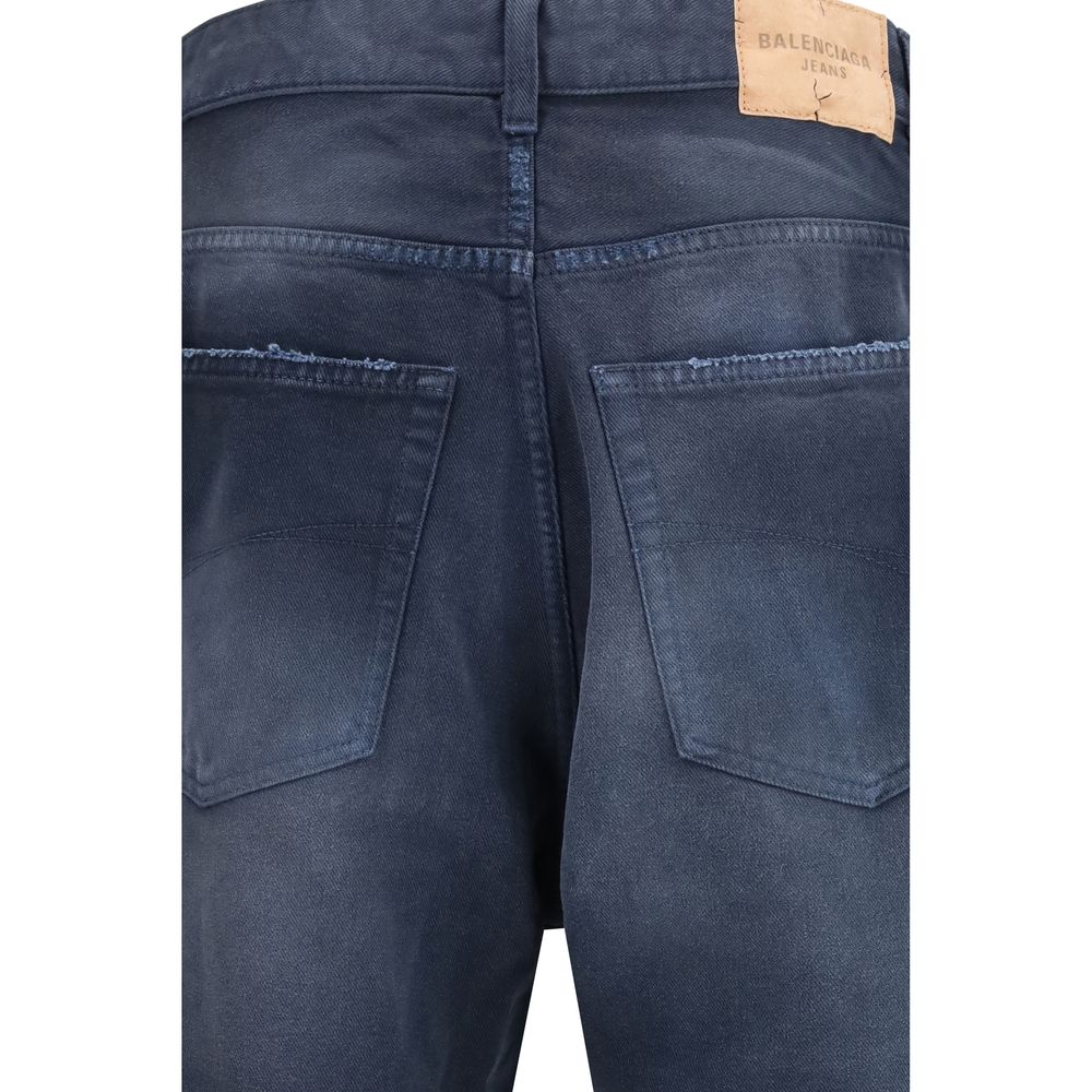 Balenciaga Blue Cotton Relaxed Fit Jeans Balenciaga