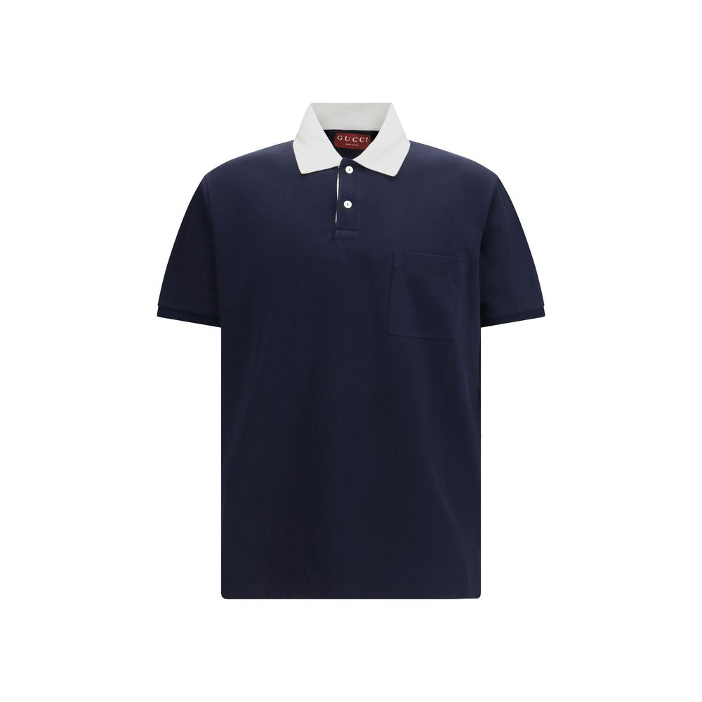 Gucci Blue Cotton Polo Shirt Gucci