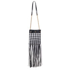 Versace Black And White Leather And Textile Shoulder Bag Versace