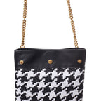 Versace Black And White Leather And Textile Shoulder Bag Versace