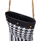 Versace Black And White Leather And Textile Shoulder Bag Versace