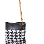 Versace Black And White Leather And Textile Shoulder Bag Versace