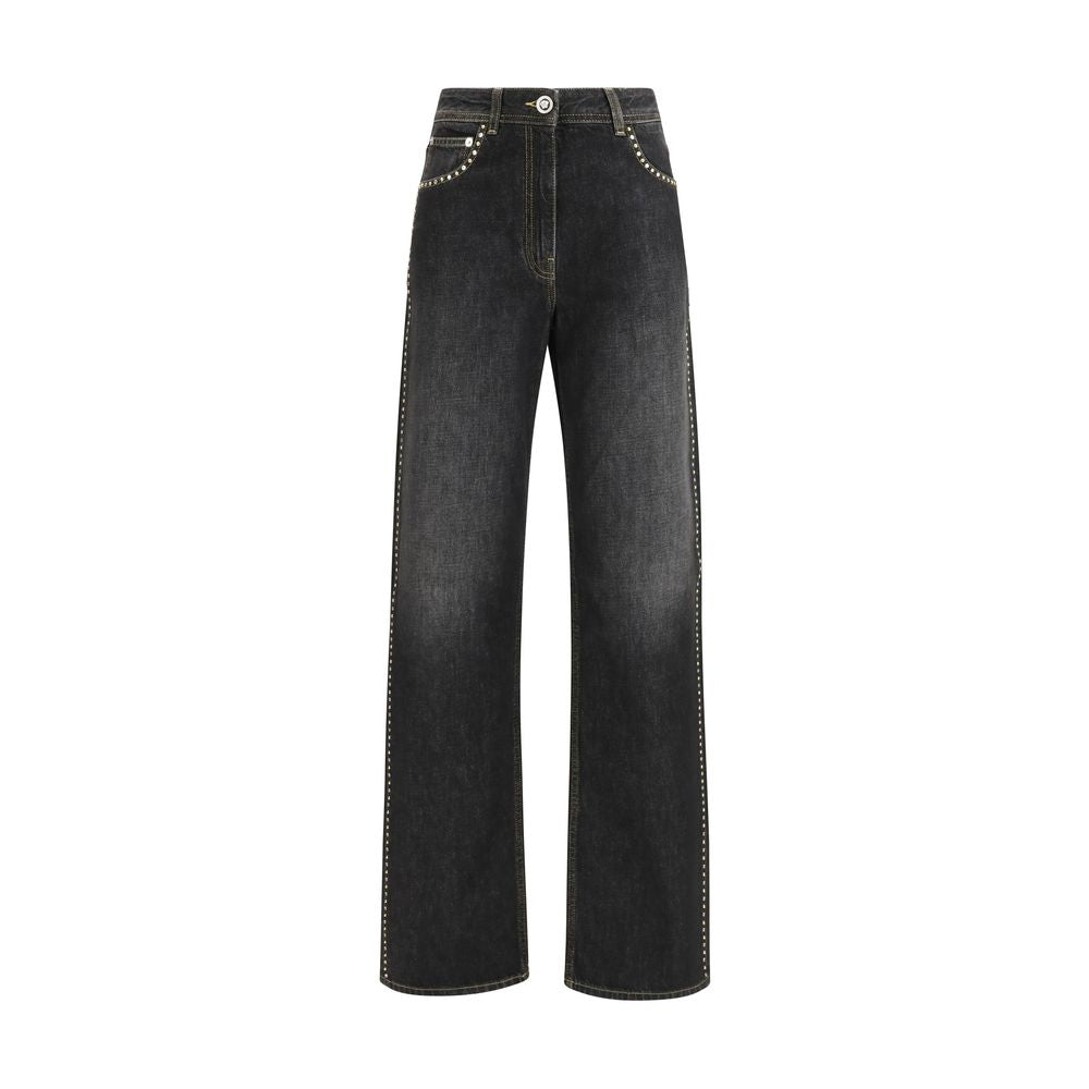 Versace Black Cotton Straight-Leg Jeans Versace
