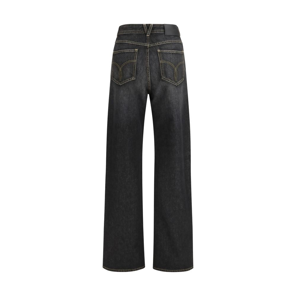 Versace Black Cotton Straight-Leg Jeans Versace