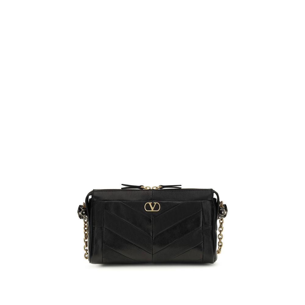 Valentino Garavani Black Calf Leather Bos Taurus Shoulder Bag Valentino Garavani